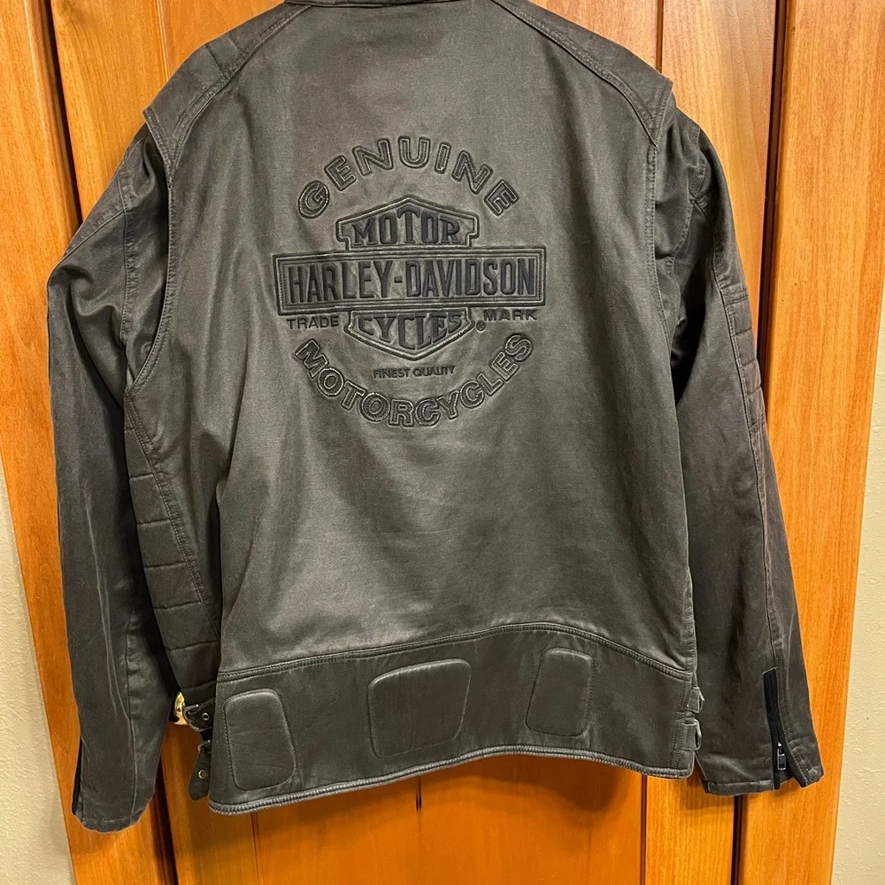 Harley-Davidson Men's Dark Gray Canvas Bomber Jacket - Picture 2 of 10